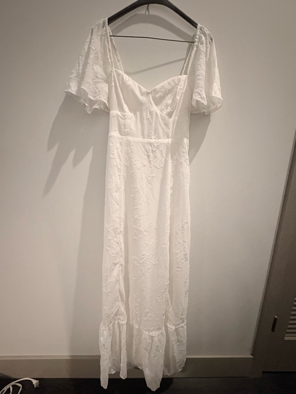 Tailor Made For You White Jacquard Lace-Up Maxi Dress - Picture 3 of 7